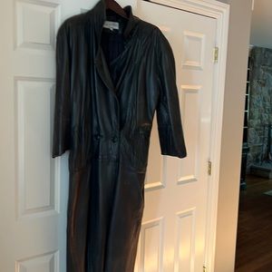 Full length leather coat
